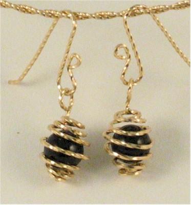 Onyx Bead-in-a-Cage Earrings